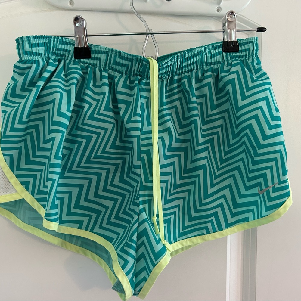 Nike Teal and Lime Chevron Women's Athletic Shorts